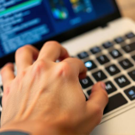 A close-up of a person's hand using a keyboard to navigate a website, with a clear focus indicator on a button.