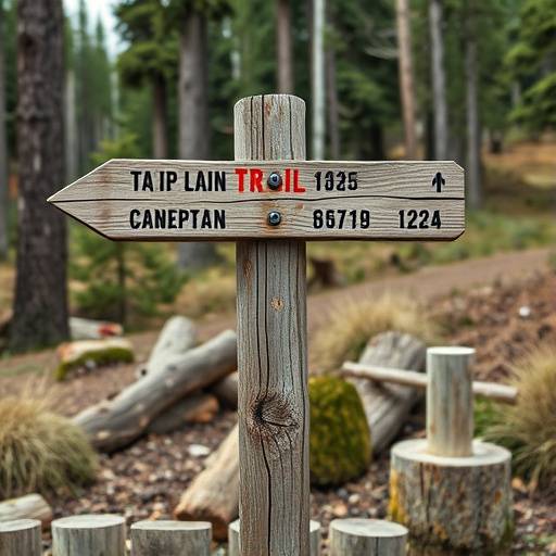 A signpost on a trail indicating directions and distances.
